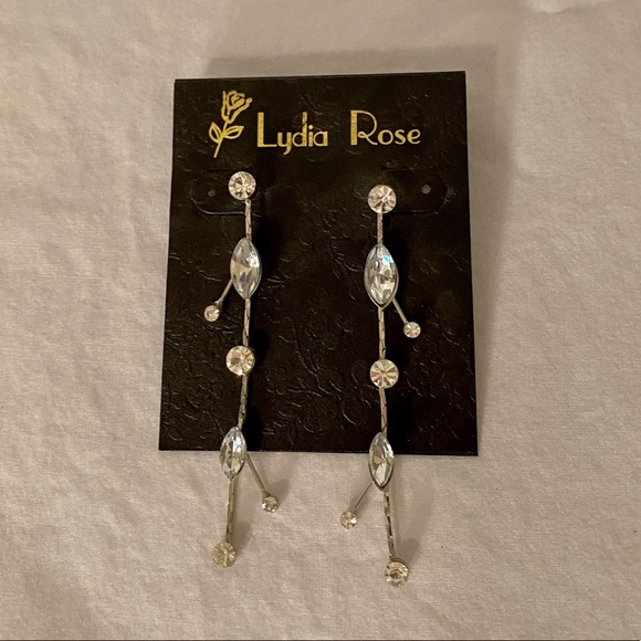 New Lydia Rose Silver Toned Long Dangle Earrings | Metallic - Picture 6 of 6